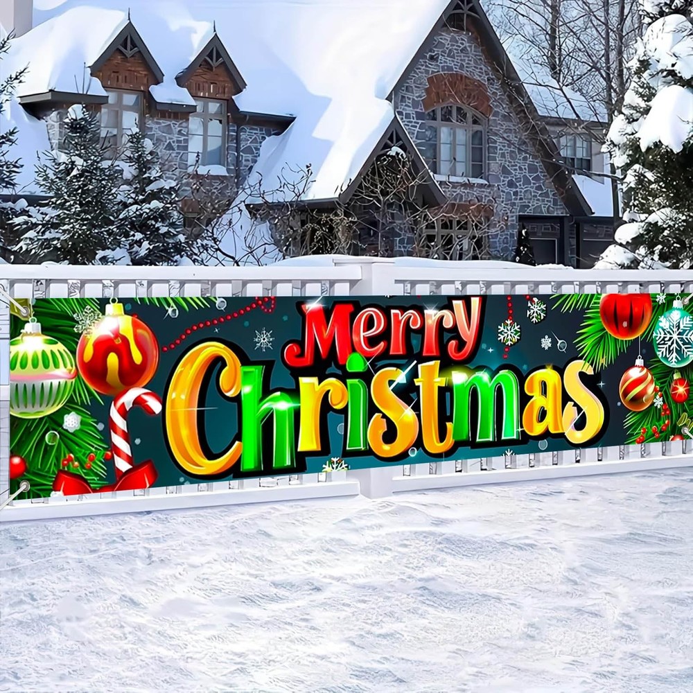 BlissYard Merry Christmas 78 x 17 Inch, Decorations Banner#1