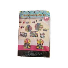80s Retro 10 Piece Room Decorating Garland Centerpiece Fans Cutouts