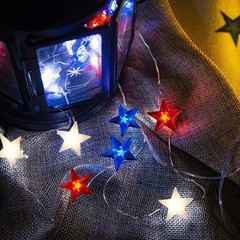 16FT Battery Operated Patriotic LED String Lights with Timer & Remote Control