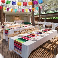 10 Packs 14 x 84 Inch Mexican Serape Table Runners, 29 Pcs Papel Picado Banne…
