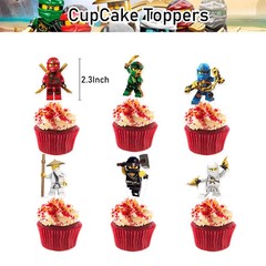 Ninjago Theme Birthday Party Supplies Set Banner Balloon Cake Topper for Kids