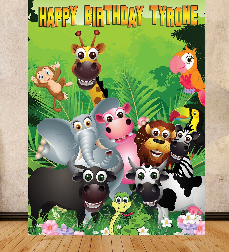 Jungle Animals Kids Background Backdrop Scene Setter Print Graphic Personalised
