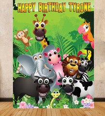 Jungle Animals Kids Background Backdrop Scene Setter Print Graphic Personalised