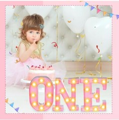 Light up Letter ONE Plastic Marquee Number Lights Birthday 3pc New Pink