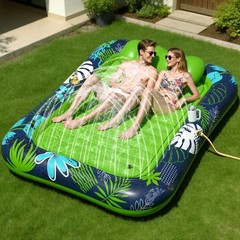Inflatable Tanning Pool Lounger Float with Sprinkler, XXL Large Pool Floats A…
