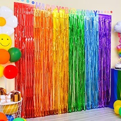 Rainbow Party Decorations, 2 Pack 3.3×6.6ft Cartoon Birthday 2 PACK