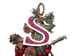 Plaid S Pinecone pine tree Hanging 16″ Deco Christmas Front Door Hanger CLtb