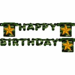 ARMY CAMOUFLAGE HAPPY BIRTHDAY BANNER, – lot of 2 -PARTY SUPPLIES