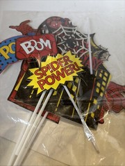 Spiderman Party Set, 10 People, Decor, Tableware, Favors, Cake Decor Open Box