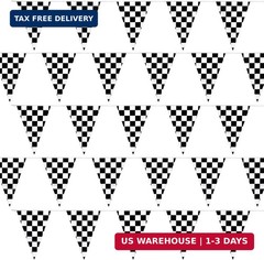 Checkered Flag Banner Black and White Racing Pennant Banner 98+ ft