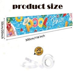 Pool Party Banner 118 x 20 Inch Large Pool Party Decorations Summer Pool Part…