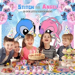 Stitch Gender Reveal Party Decorations Set Balloons Plates Cake Topper Banner