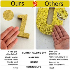 4 Inch 1956 Gold Glitter Table Centerpiece Sign 70th Birthday Number Block