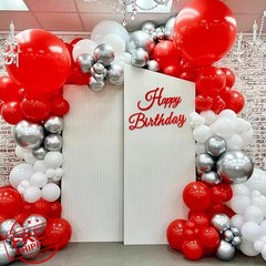 TONIFUL Red Felt Happy Birthday Sign Backdrop