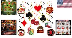 Eye-Catching Casino Theme Swirls – 12 Double-Sided Hanging Ornaments