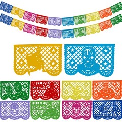 Lucha Libre Party Decorations – PLASTIC Papel Picado Banners (2 pack, 10 flag…