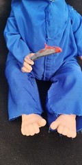 HALLOWEEN GOTHIC SCARY BABY MICHAEL MEYERS LIKE CREEPY HAUNTED HAND PAINTED DOLL