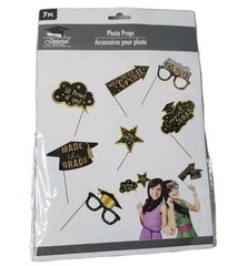 Graduation Grad Photo Booth Props Set Black Glasses Mask Party Supplies Decor