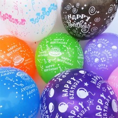100 Pcs 12 Inch Printed «HAPPY » Colorful Latex Balloons, Assorted Colors Hap…