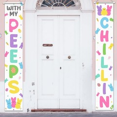 Happy Easter Decorations Bunny Colorful Peeps Porch Sign Door Banner 12″x71″