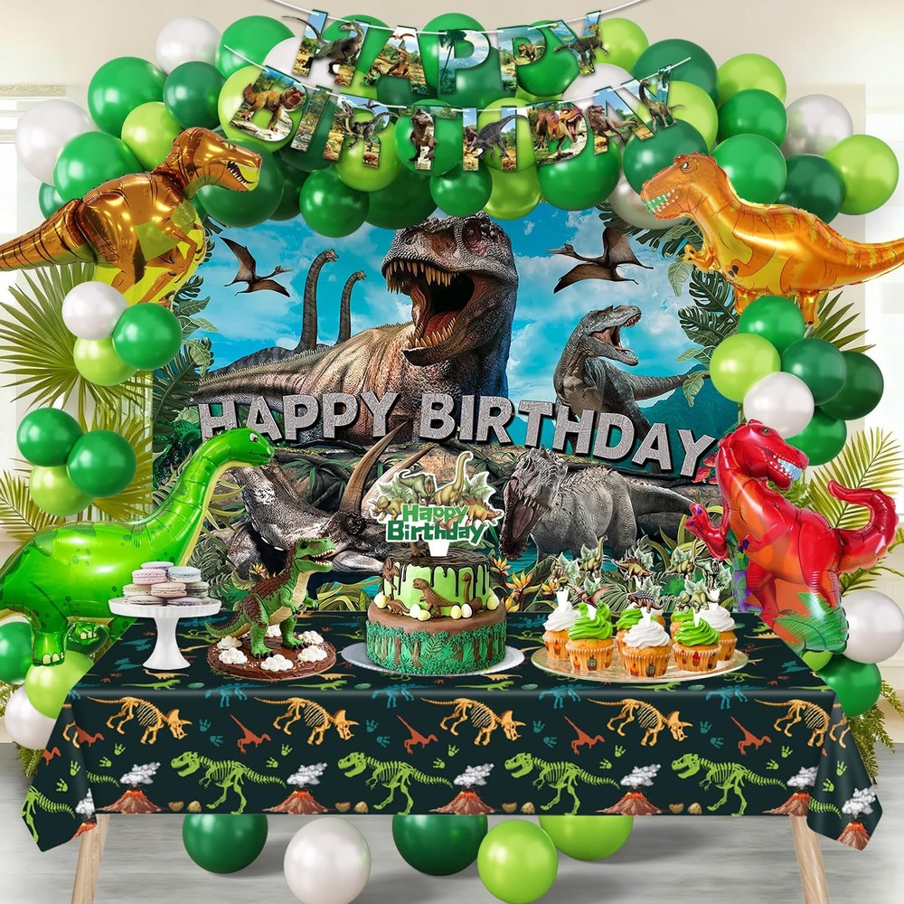 Dinosaur Birthday Party Decorations Kit for Boys – Dino Party Supplies with Tabl