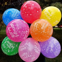 100 Pcs 12 Inch Printed «HAPPY » Colorful Latex Balloons, Assorted Colors Hap…