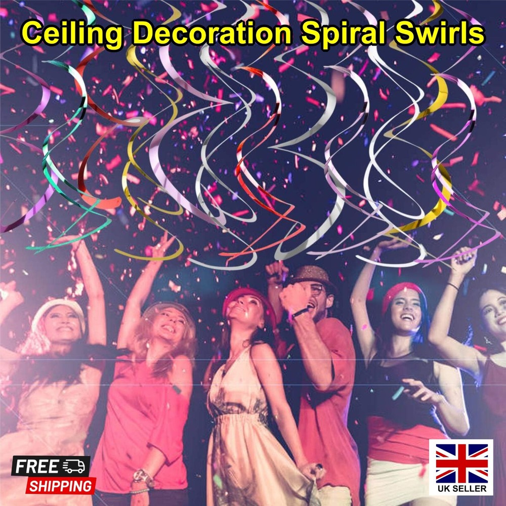 7/12/24 Pcs Hanging Spiral Swirls Birthday Wedding Ceiling Decoration Party UK