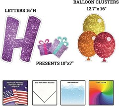 VictoryStore Jumbo Rainbow Sparkle Happy Birthday Magnet Decoration Set Large…