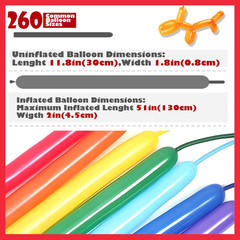 260Q Long Balloons Kit with Pump,100Pcs Long Skinny Twisting Balloons Rainbow Co