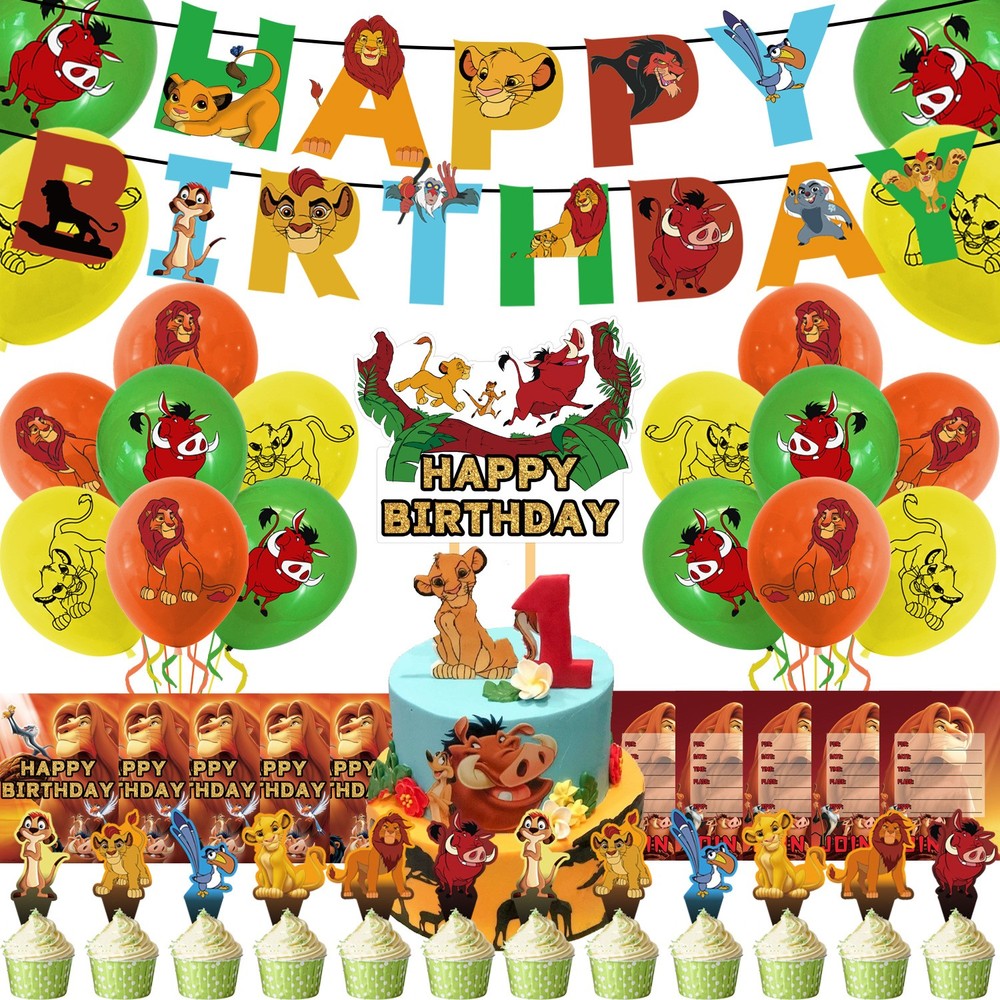 The Lion King Birthday Party Decor Supplies Balloons Banner Cake Toppers for kid