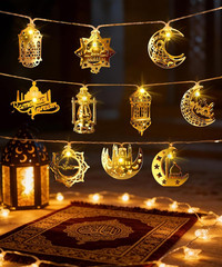 Ramadan Eid Mubarak Lights, Ramadan Decorations for Home 10 Leds Eid Mubarak Str