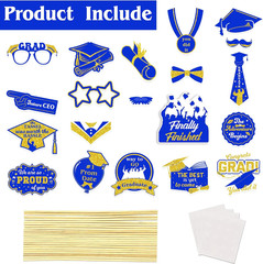 2026 Graduation Photo Booth Props, Blue Gold Graduation Photo Booth Prop, Funny