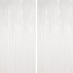 Party Streamers Backdrop – 2 Pack 3.2Ft X 8.2Ft Tinsel Foil Fringe Curtains for