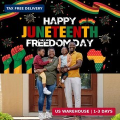 Ansoufien Juneteenth Decorations Backdrop, 71 x 43 inch, Polyester, Black, Junet