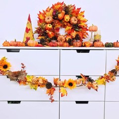 2 Pack Fall Maple Leaf Garland – 6ft/Piece Artificial Berries Sunflower Pumpkin