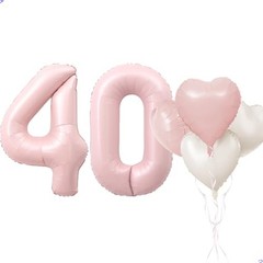 Pink 40 Balloon Number Pastel Pink 40th Birthday Party Decorations Number 40