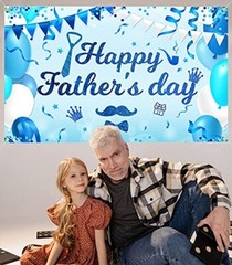 JOZON Backdrop Banner for Happy Fathers Day 70 x 43 Inch Large Size Banner for