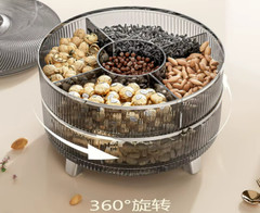 Candy Storage Box Snacks Organizer with Cover Fruit Nuts Tray 2 Layer