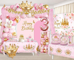 295 Pcs Her Royal Threeness Birthday Decorations – Complete Princess Theme 3Rd B