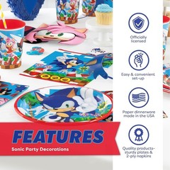Sonic Disposable Tableware-Plates Napkins Banner Tablecover Tattoos Masks
