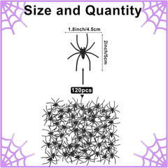120 Pcs Plastic Fake Spiders Realistic Small Spiders Prank Props Party Decor