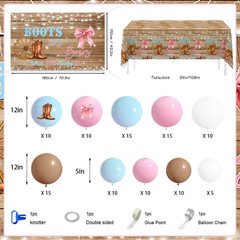 Gender Reveal Decorations Kit – 116Pcs Balloon Arch with Rustic Backdrop
