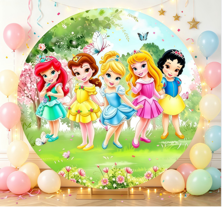 Round Backdrop Cover Princess Backdrop Birthday Party Photo Background Props
