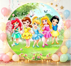 Round Backdrop Cover Princess Backdrop Birthday Party Photo Background Props
