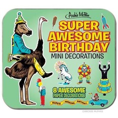 HAPPY BIRTHDAY DECORATIONS, Miniature, Retro Illustrations, Great for Crafting,