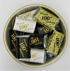 RokAPary 100th Birthday Miniatures Candy Bar Wrapper, (Set of 60) Mini Candy Bar