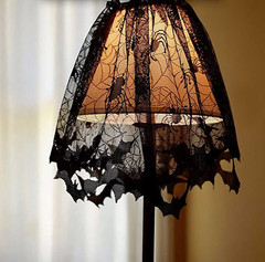 Halloween Lamp Shade Cover/ Fireplace Lace Cobweb with Spider Gothic Party Decor