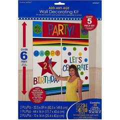 Wall Decorating Kit Add-Any-Age Birthday Party Decorations & Supplies 5 Piece