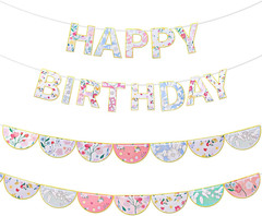 2 Pcs 9.84 Ft Floral Happy Birthday Banner English Happy Birthday Banner Garden