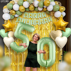 , Sage Green 50Th Birthday Decorations Set – Pack of 49 | Sage Green 50 Balloon